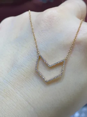 14K Gold V-Shape Diamond Pendant