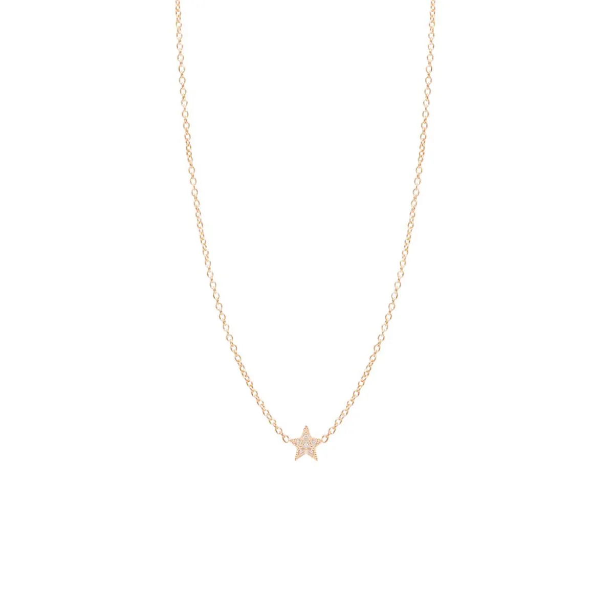 14k itty bitty pave diamond star necklace