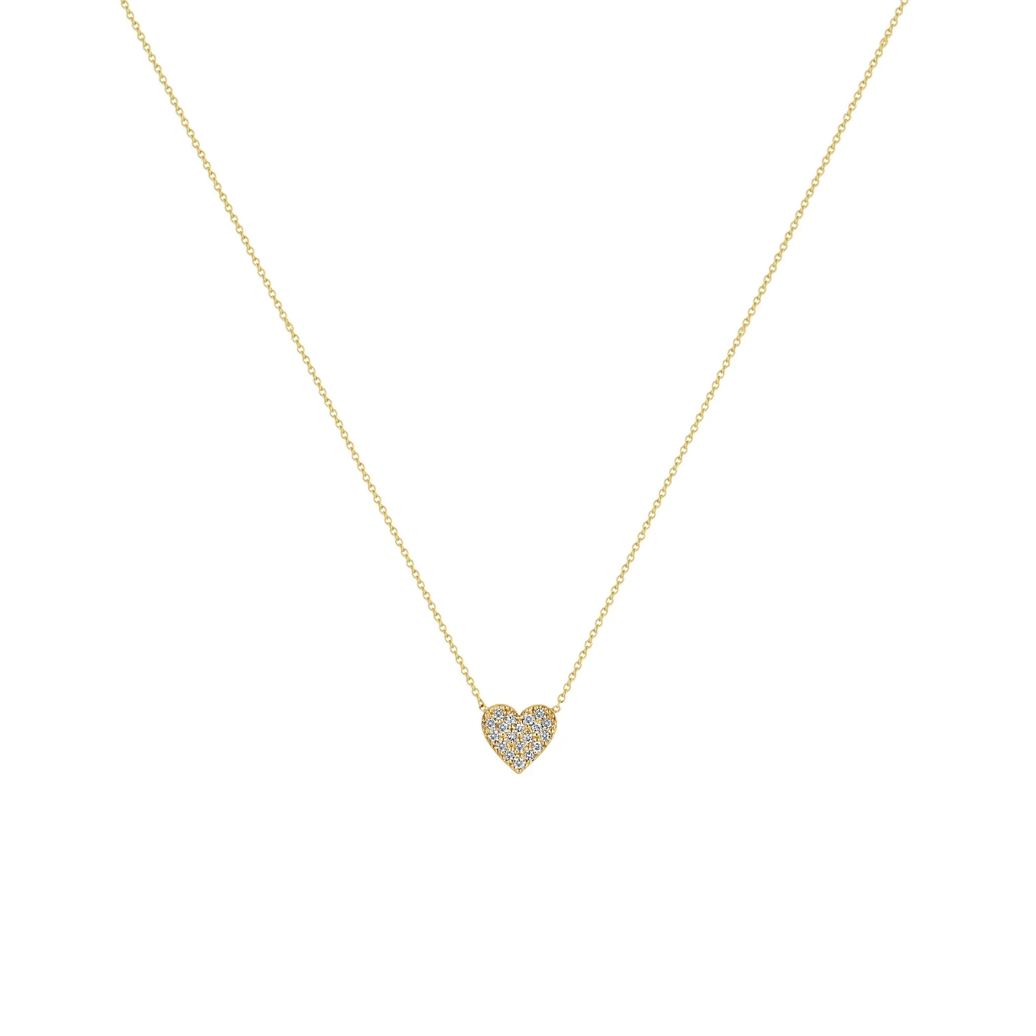 14k Midi Bitty Pavé Diamond Heart Necklace