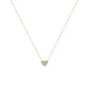 14k Midi Bitty Pavé Diamond Heart Necklace