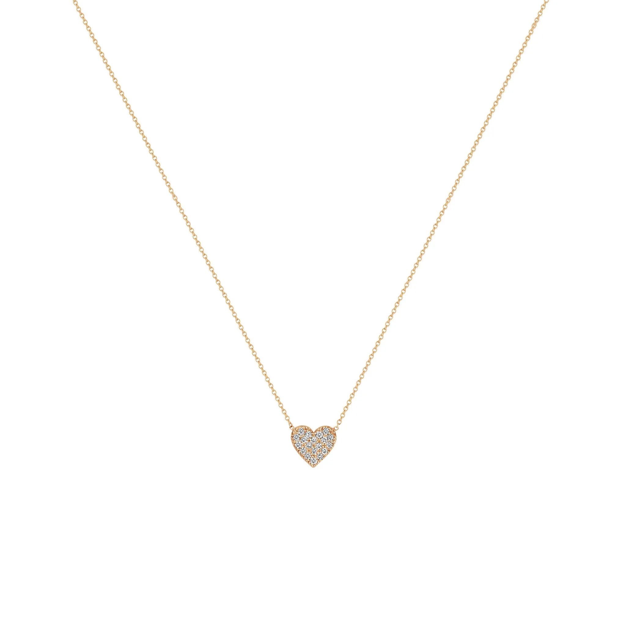 14k Midi Bitty Pavé Diamond Heart Necklace