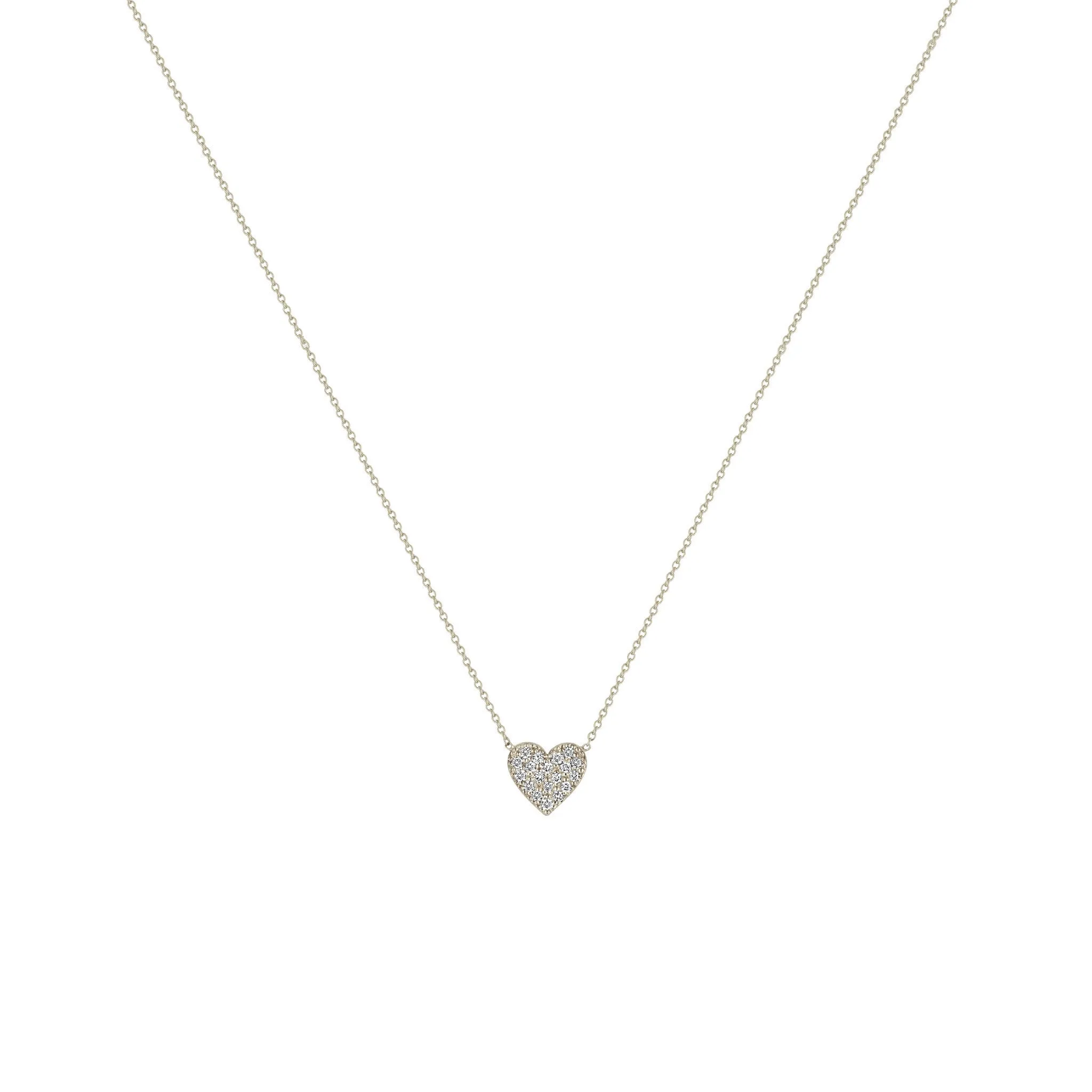 14k Midi Bitty Pavé Diamond Heart Necklace