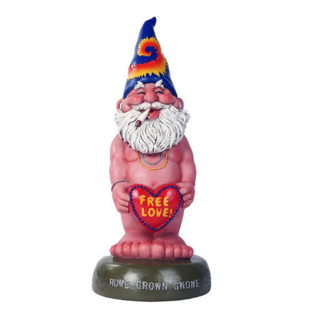 14" Gnome Statue - Free Love Hippie