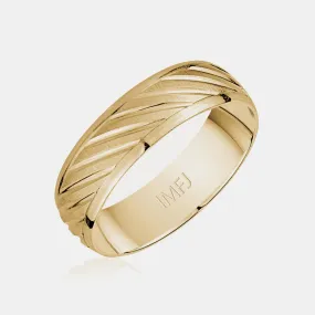 18K Diagonal Polished Lines Wedding Band