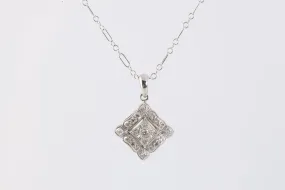 18" 14k White Gold 0.20tcw Diamond Pendant Necklace (3.73g.)