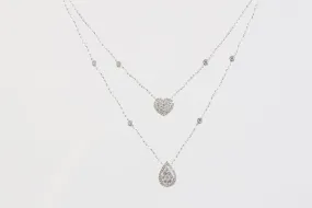 18" 14k White Gold 0.86tcw Diamond Heart & Teardrop Pendant Necklace (3.59g.)