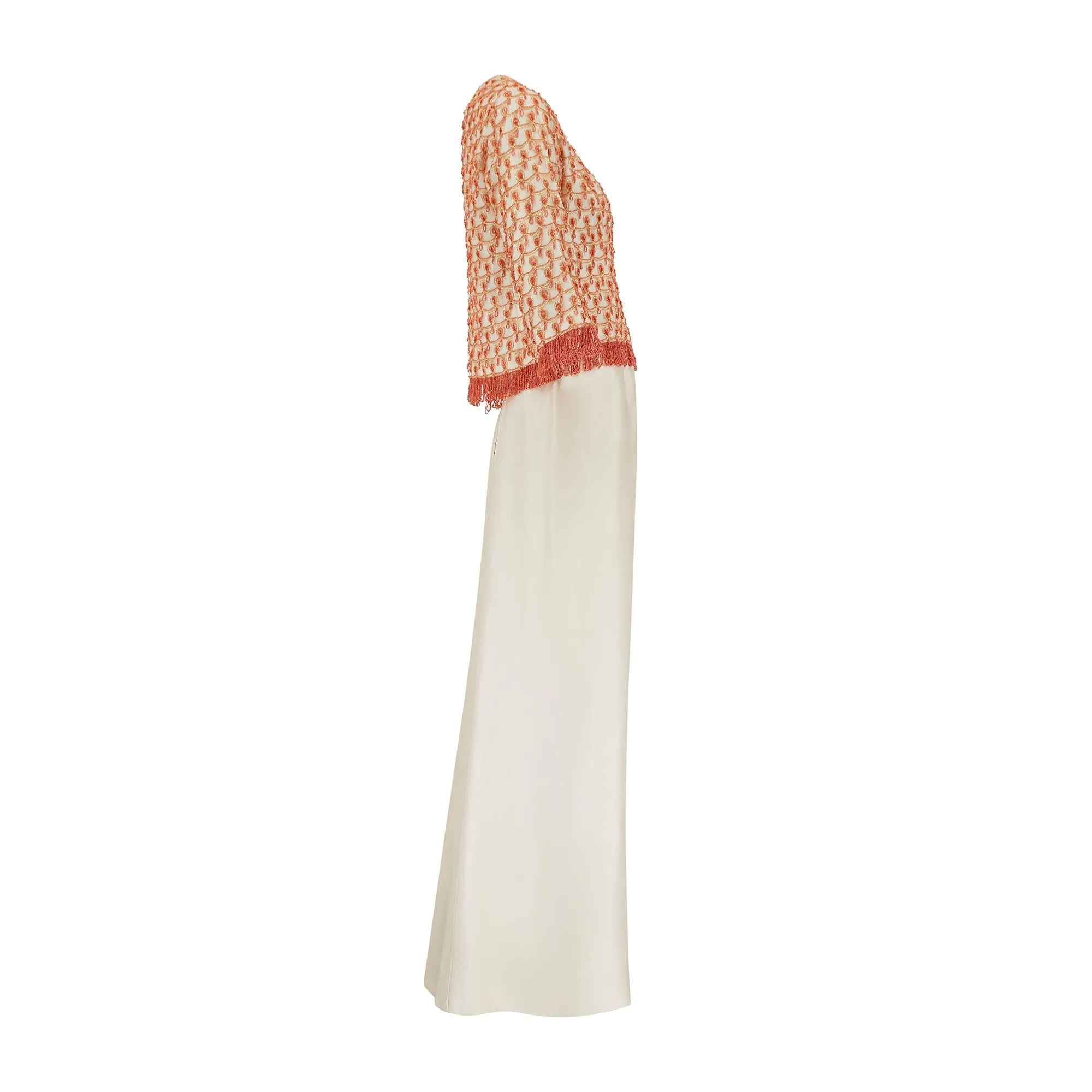 1960s Guy Laroche Haute Couture Orange Silk Beaded Ensemble