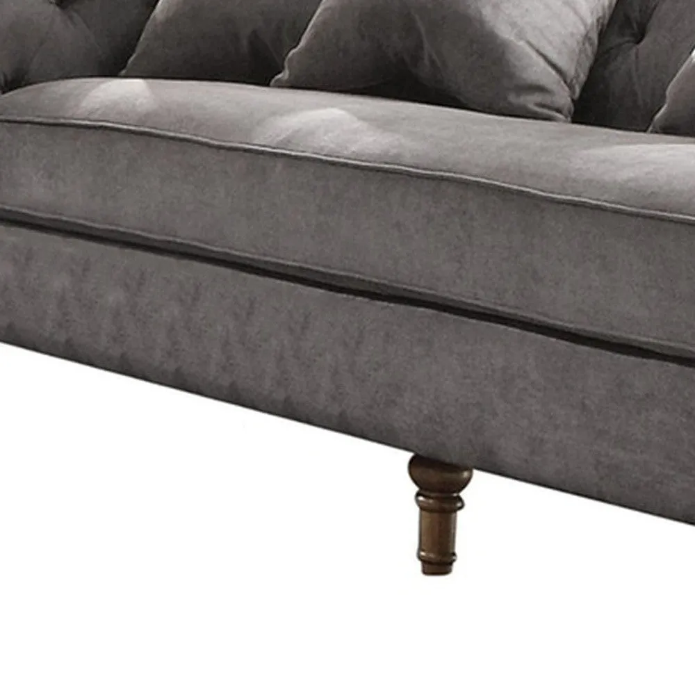 34 X 84 X 31 Gray Velvet Upholstery Sofa w4 Pillows