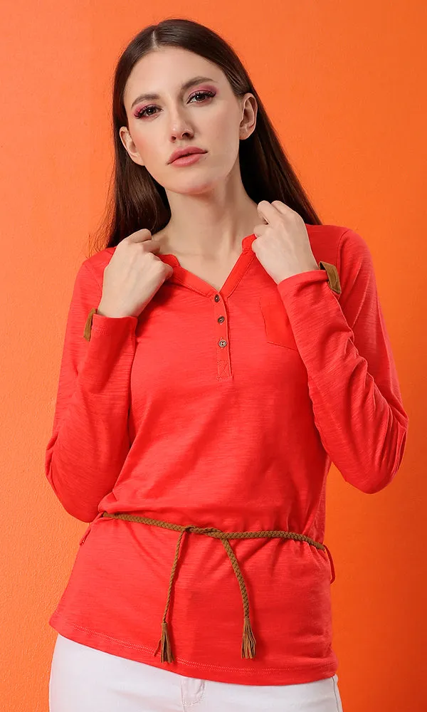 38400 Long Sleeves With Belt Watermelon Basic T-shirt