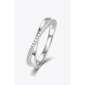 925 Sterling Silver Crisscross Moissanite Ring