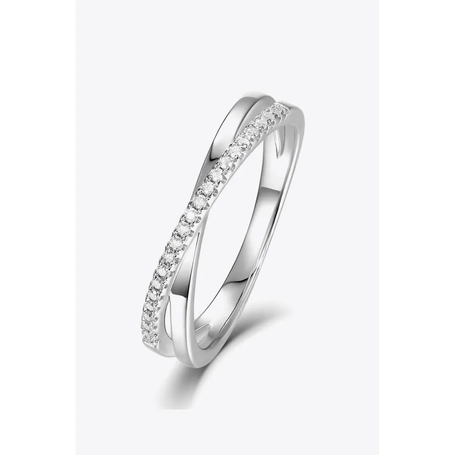 925 Sterling Silver Crisscross Moissanite Ring