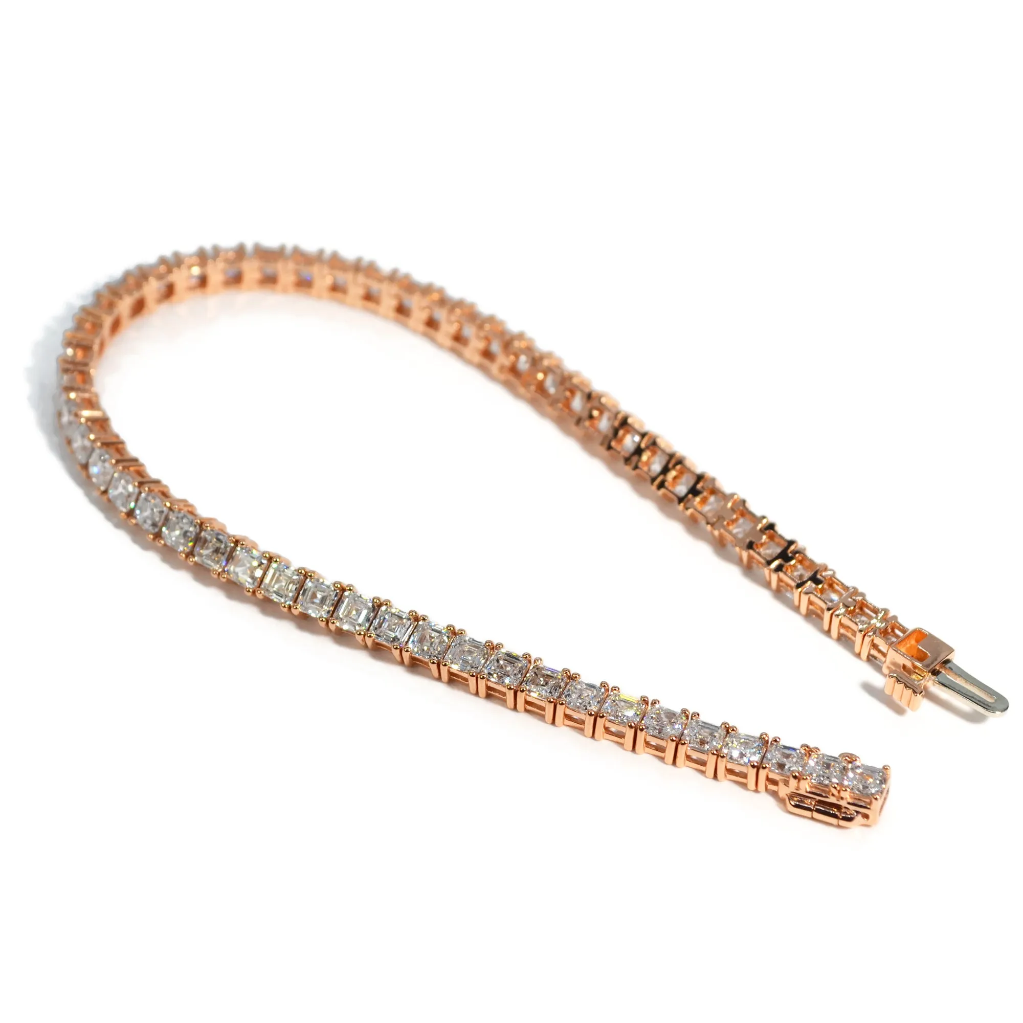 AFJ Diamond Collection  - Asscher-cut Diamond Tennis Bracelet, 18k Rose Gold