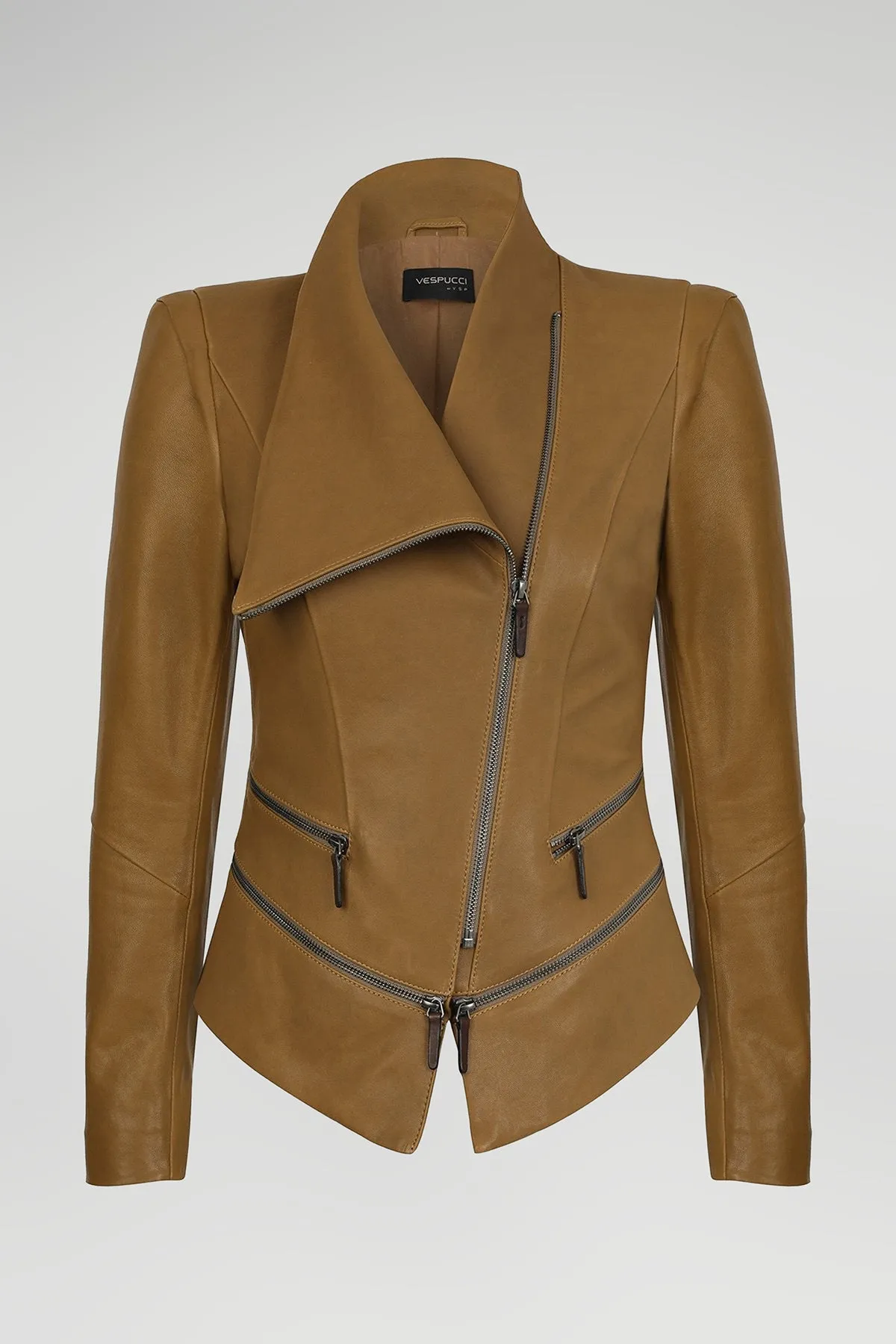 Alice - Camel Leather Jacket