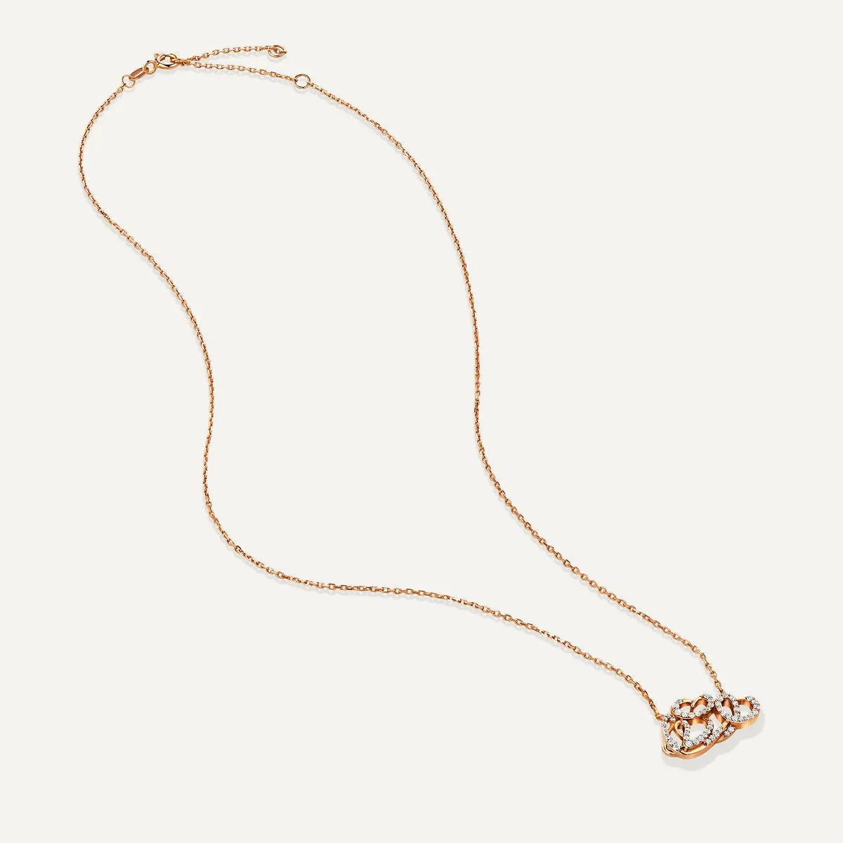 Allusia Love Detailed 18K Rosegold Necklace w. Diamonds