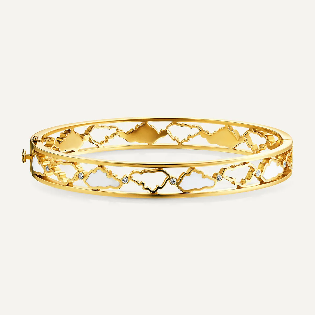 Allusia Love Enamel 18K Gold Bangle w. Diamonds