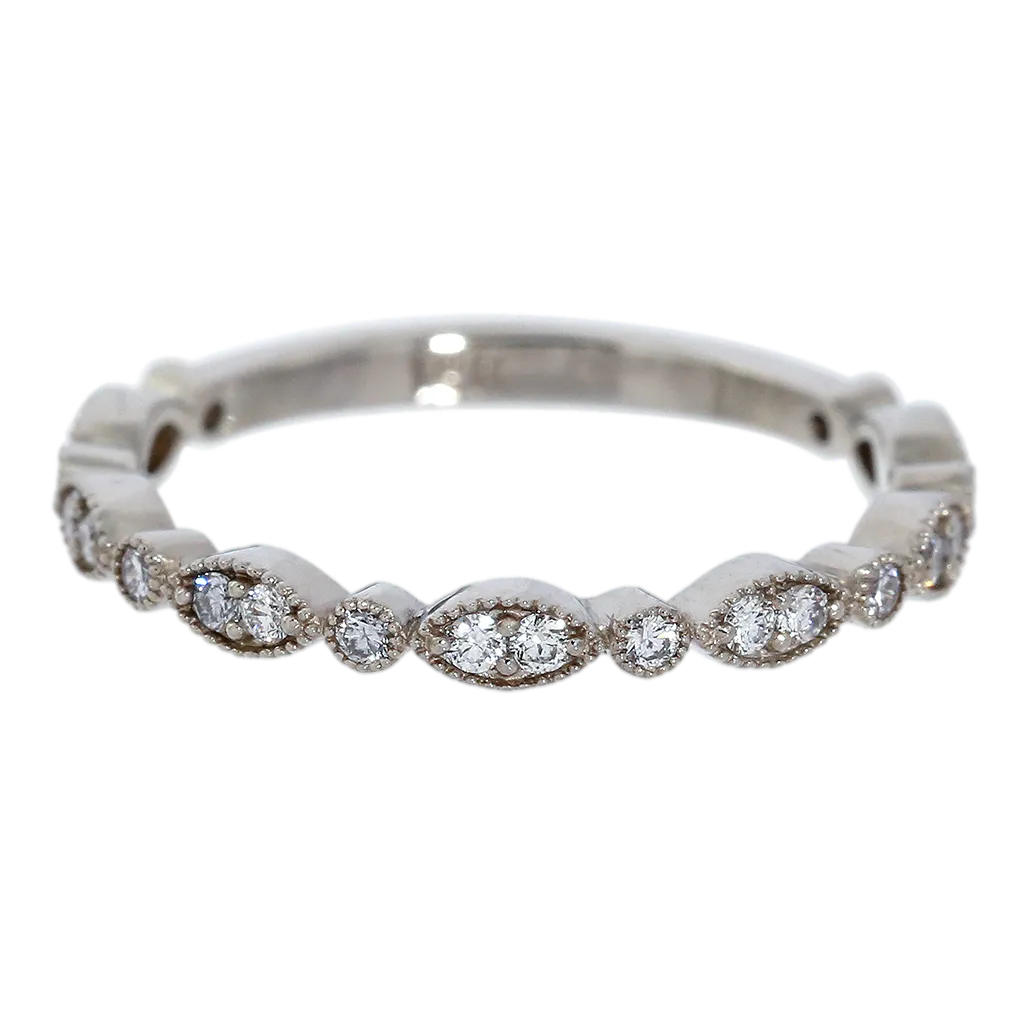 Alternating Marquise Pattern Diamond White Gold Band