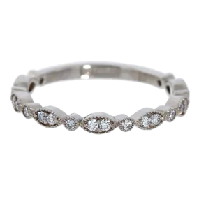 Alternating Marquise Pattern Diamond White Gold Band