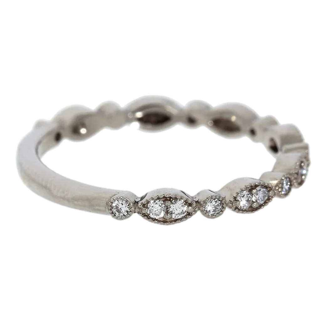 Alternating Marquise Pattern Diamond White Gold Band