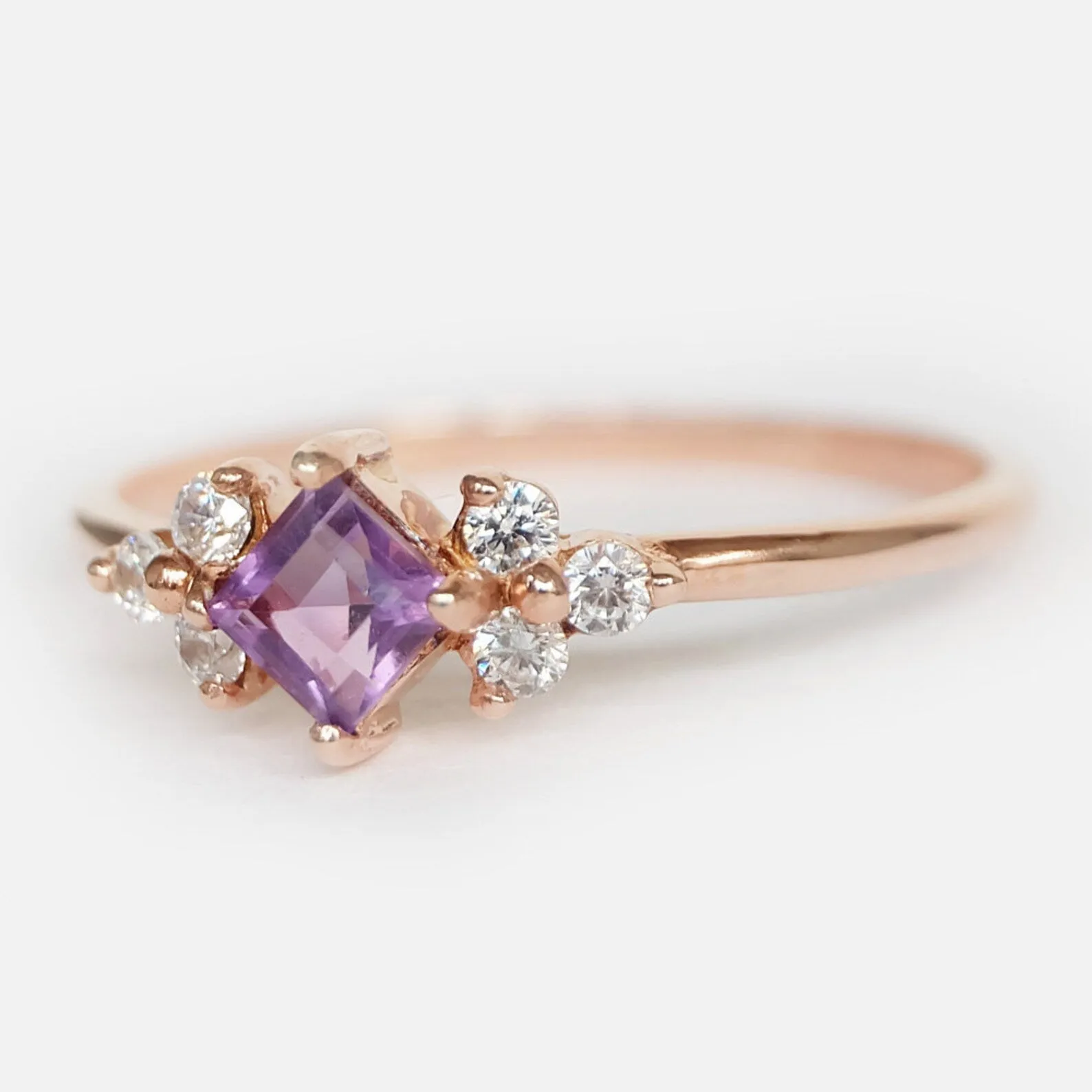 Amethyst Diamond Cluster Ring Hera