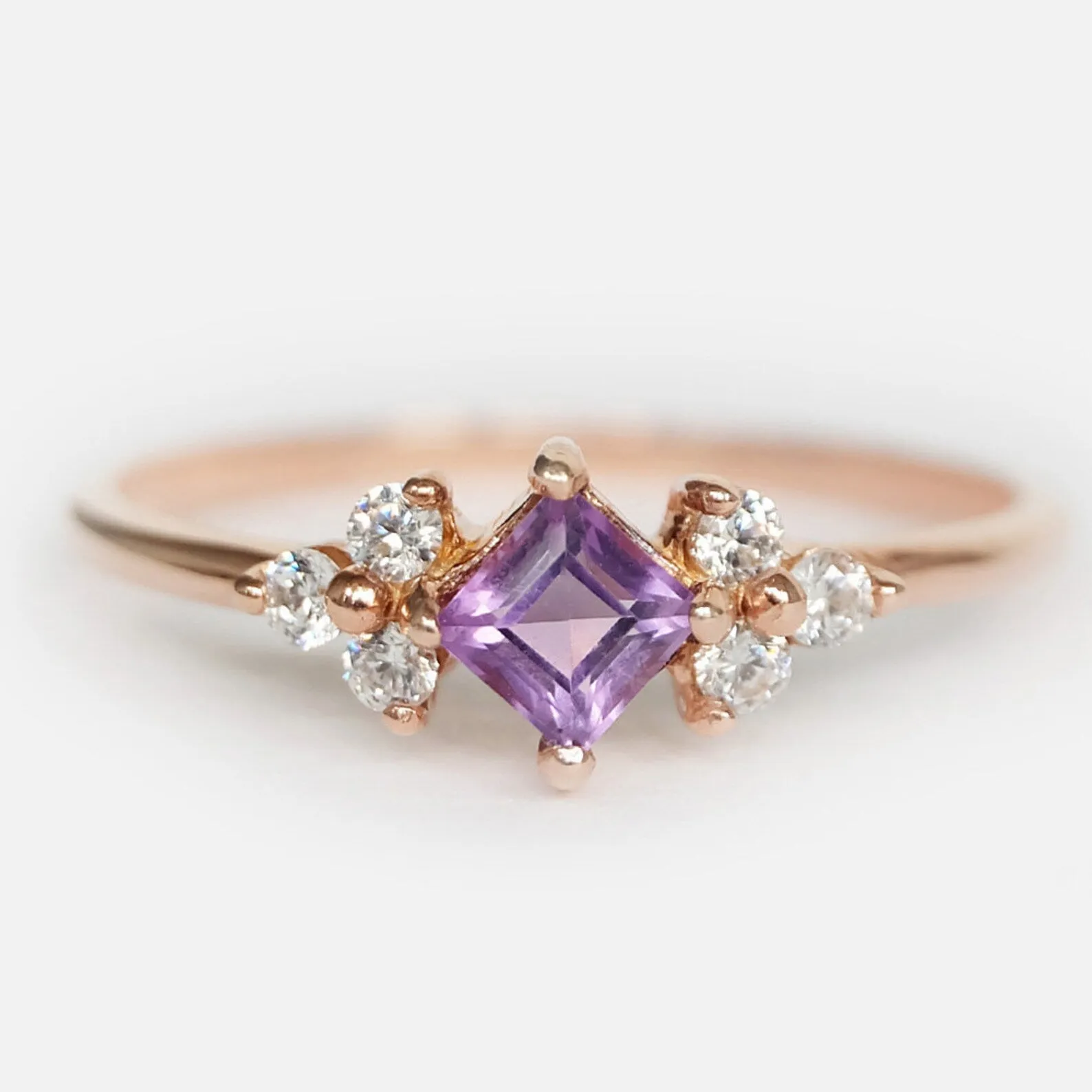 Amethyst Diamond Cluster Ring Hera