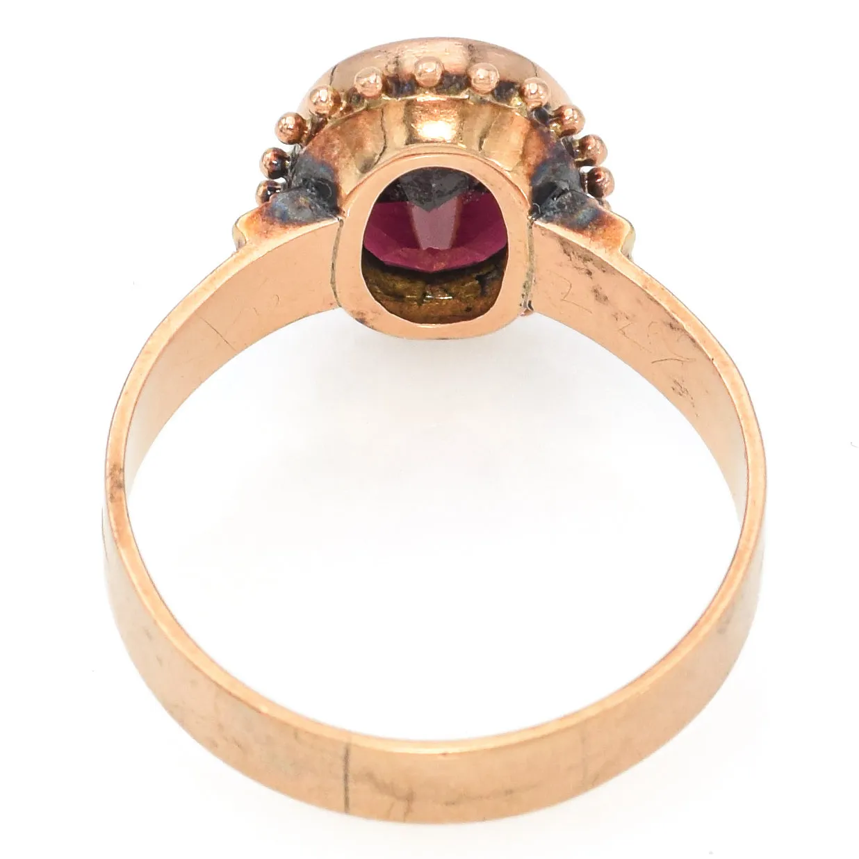 Antique 14K Yellow Gold 2.68 Ct Garnet Oval Ring Size 7.5