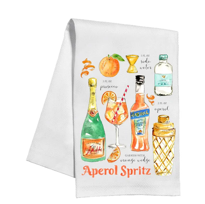 Aperol Spritz Recipe Handpainted Tea Towel