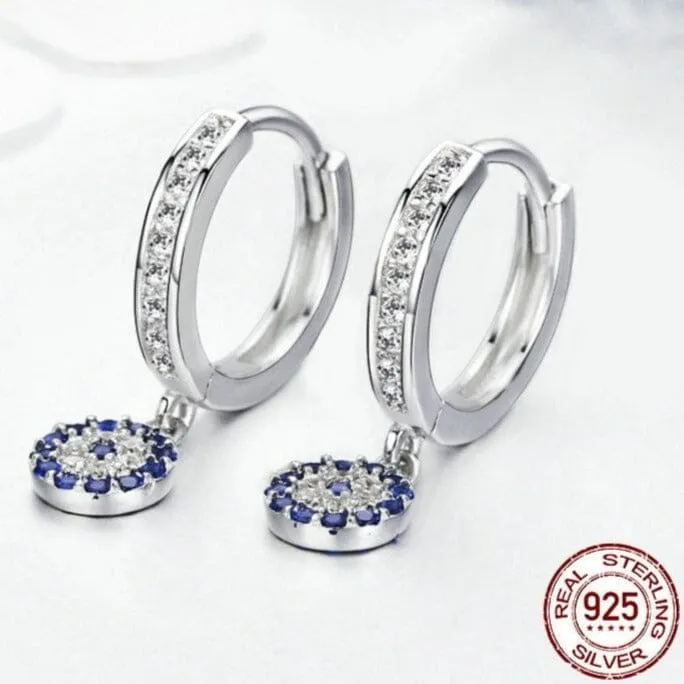 Bella Sapphire CZ Drop Earrings - Genuine 925 Sterling Silver