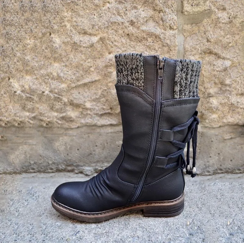 Bottes d'hiver Chaudes à Lacets pour Femmes