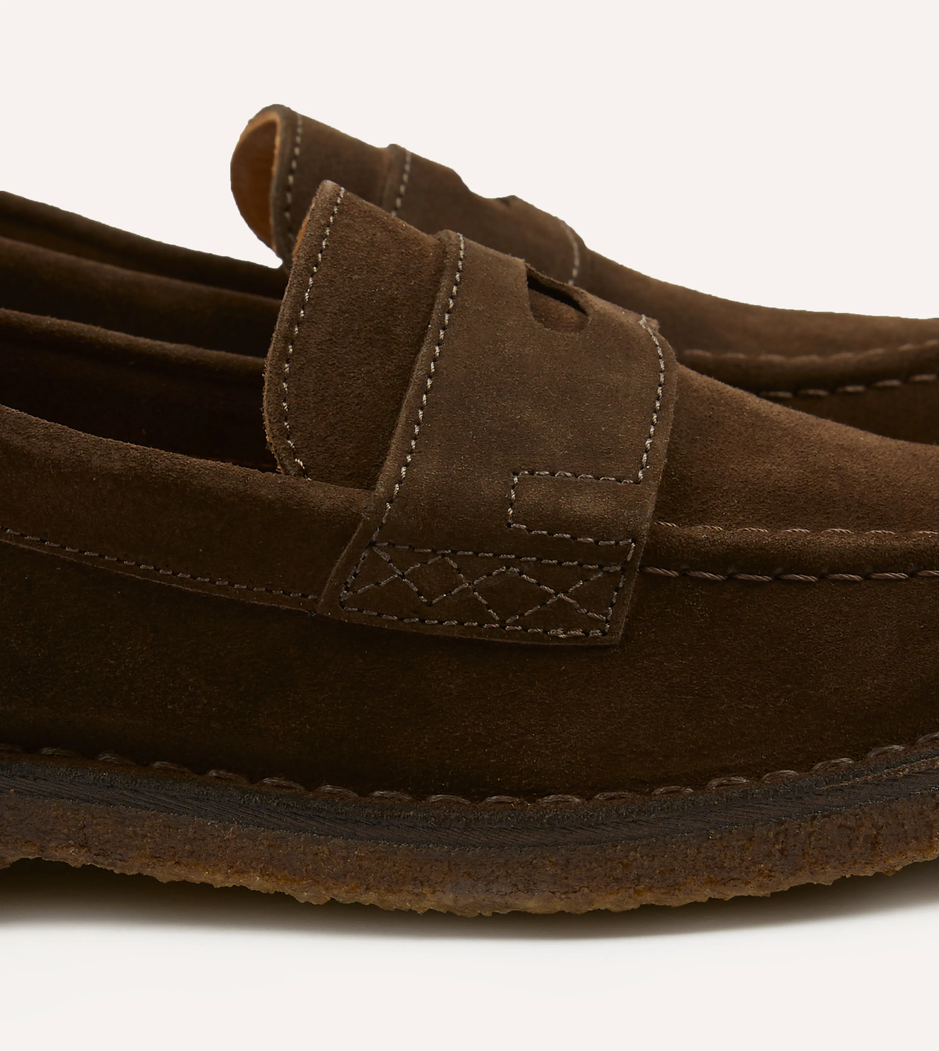 Brown Suede Canal Penny Loafer with Crepe Sole