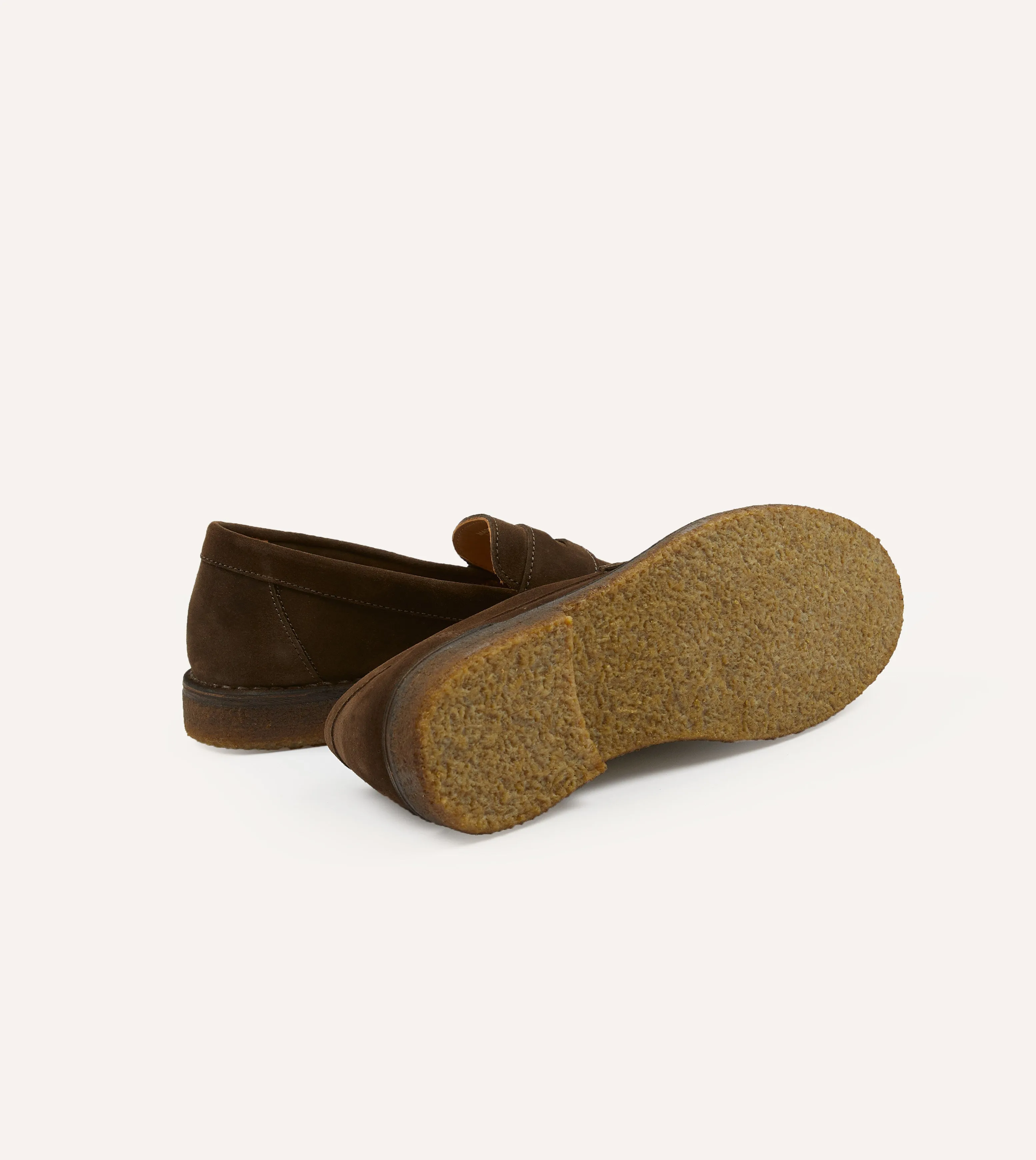 Brown Suede Canal Penny Loafer with Crepe Sole