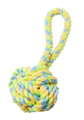 BUD'Z Rope Monkey Fist with Loop Dog Toy - Green and Yellow (7.5)