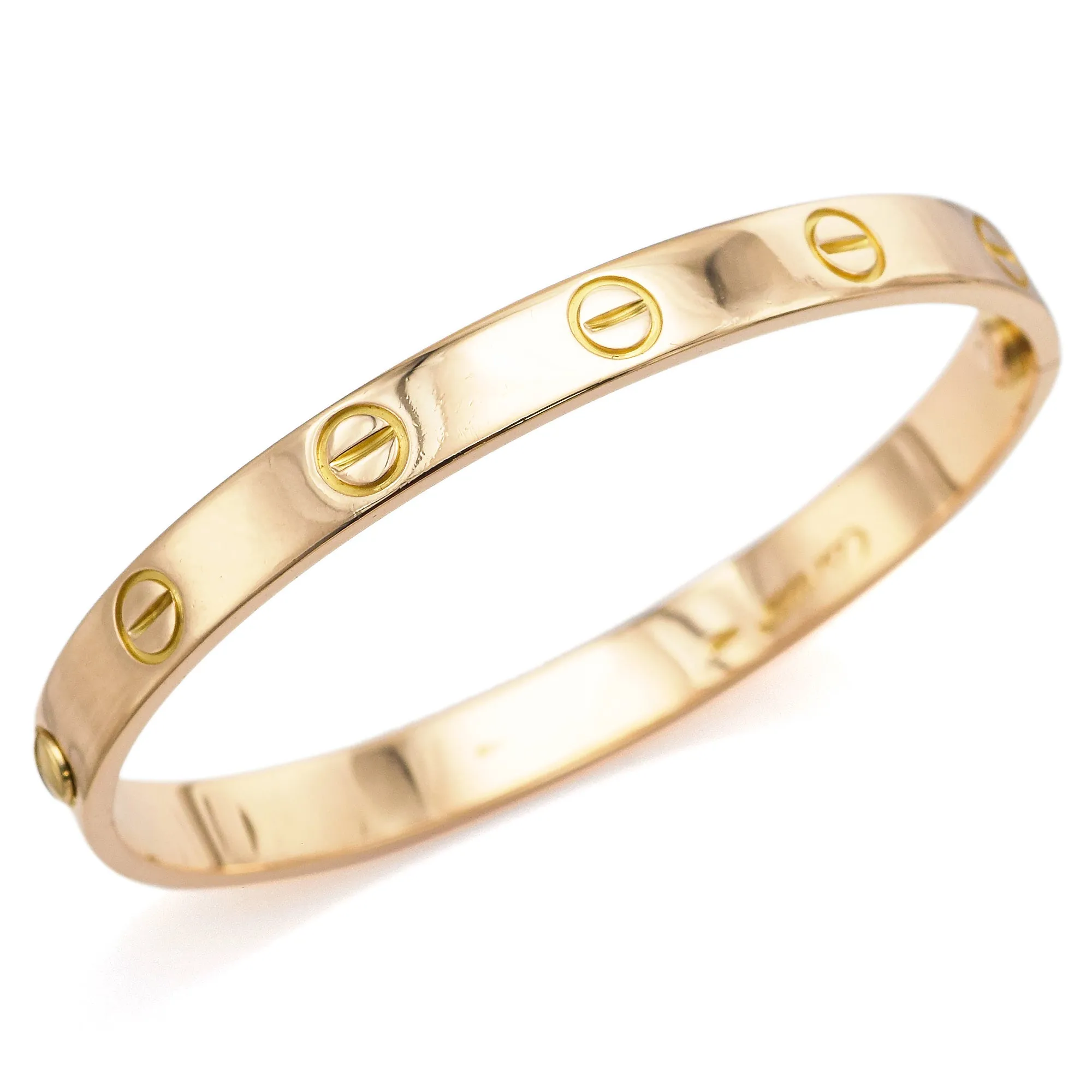 CARTIER 18K Yellow Gold Screw Love Bracelet Size 16   Box, Screwdriver