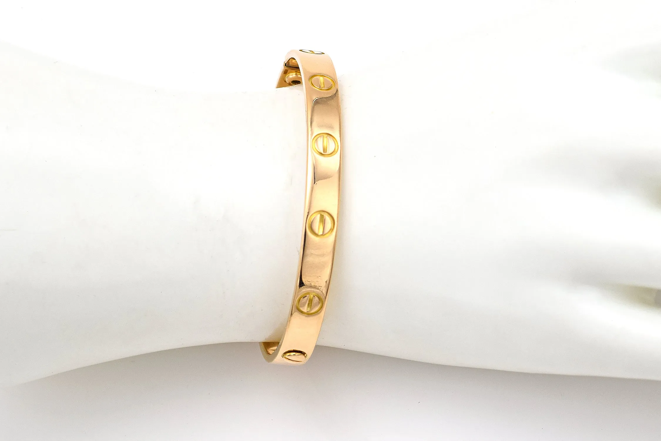 CARTIER 18K Yellow Gold Screw Love Bracelet Size 16   Box, Screwdriver