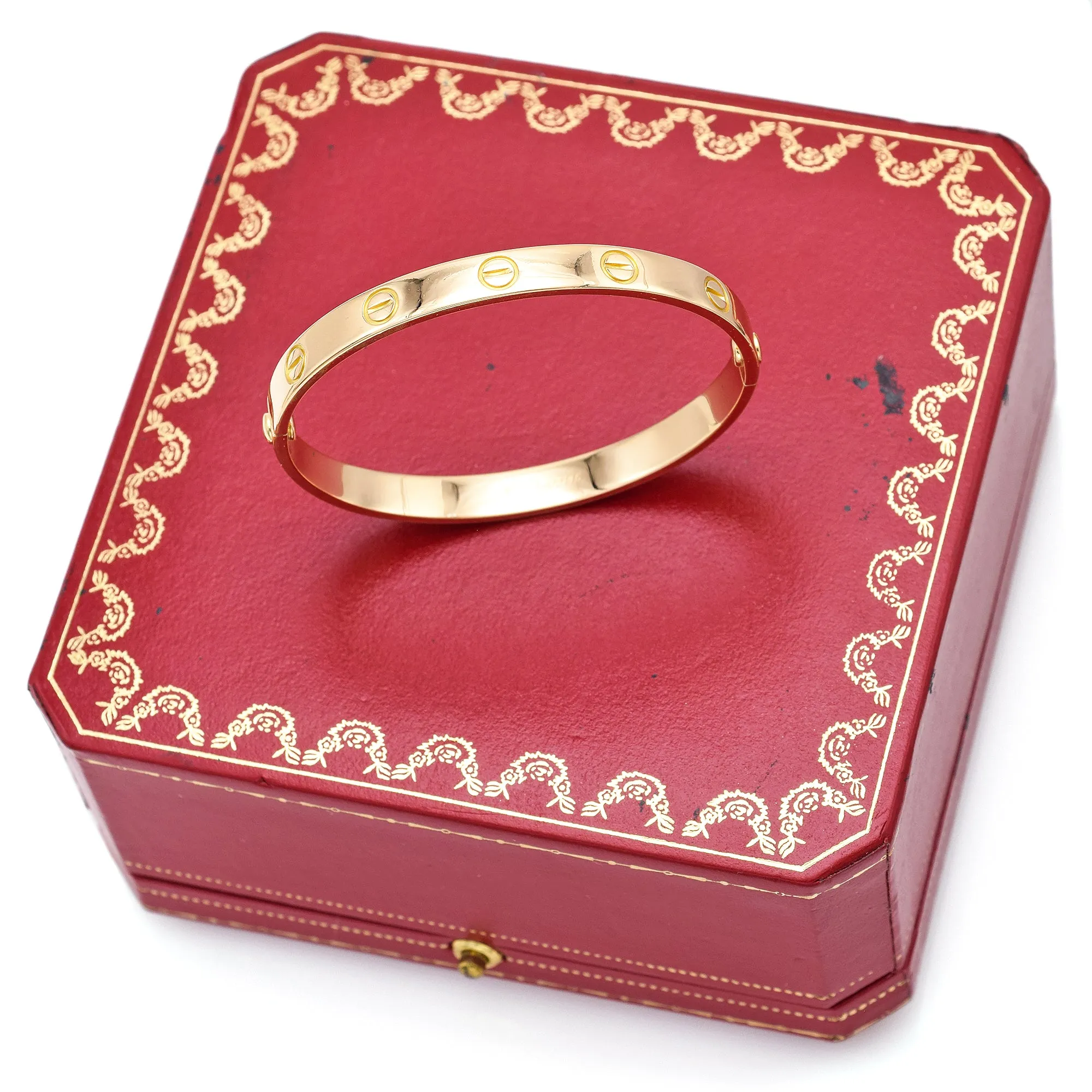 CARTIER 18K Yellow Gold Screw Love Bracelet Size 16   Box, Screwdriver