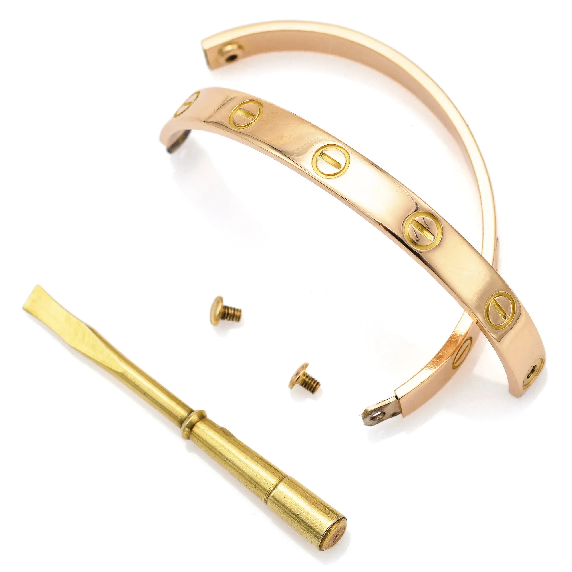 CARTIER 18K Yellow Gold Screw Love Bracelet Size 16   Box, Screwdriver