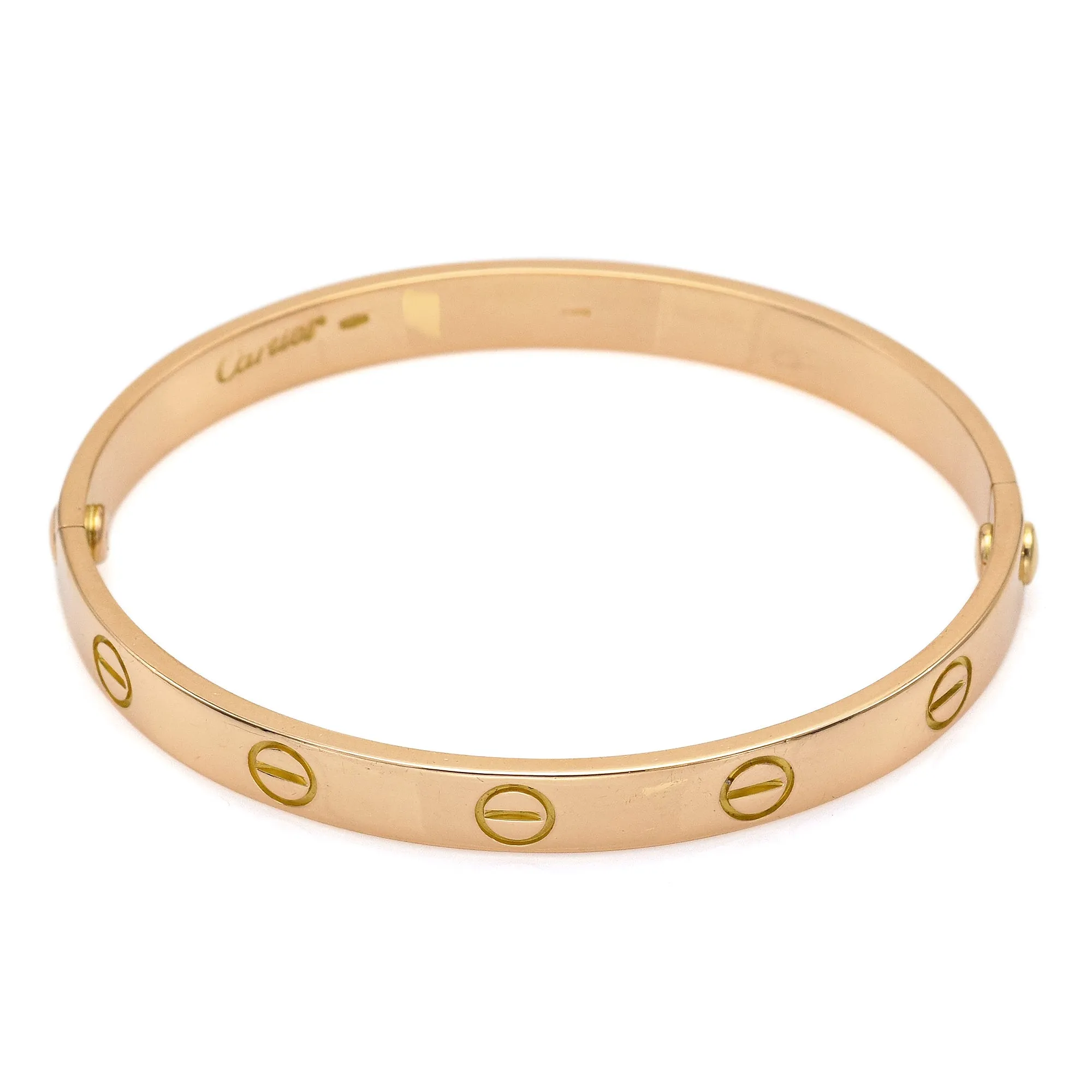 CARTIER 18K Yellow Gold Screw Love Bracelet Size 16   Box, Screwdriver