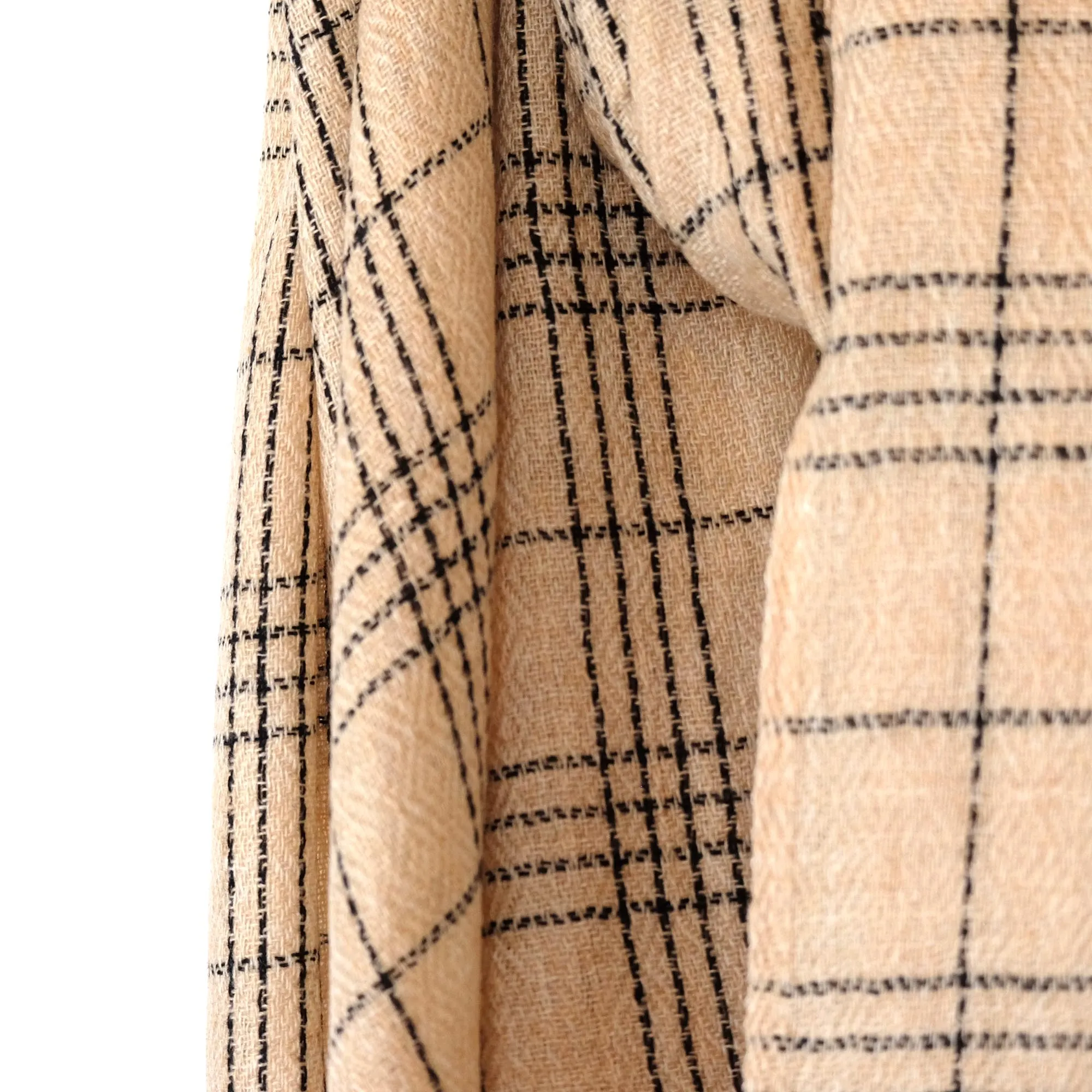 Cashmere Scarf - Beige Grid