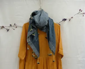 Chanderi Rothko Polka Scarf w/Handmade Tassels