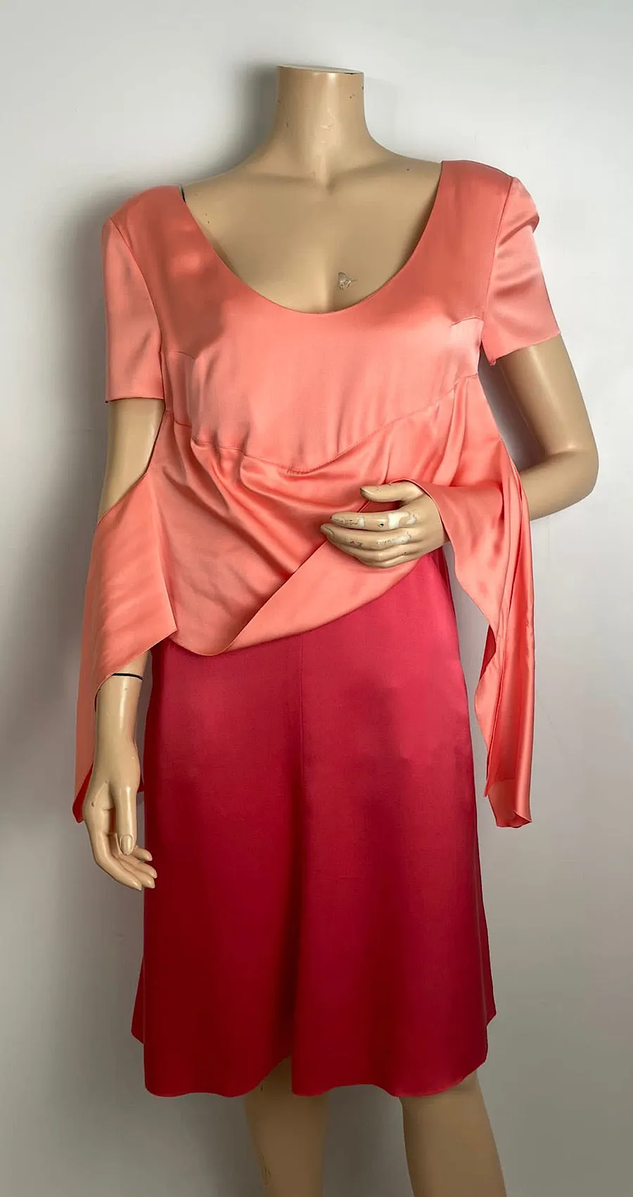 Chanel Vintage 01A 2001 Fall Peach/Pink Silk Dress FR 40 US 6/8