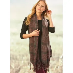 Charlie Paige Woven Fringe Scarf - Gray/Brown