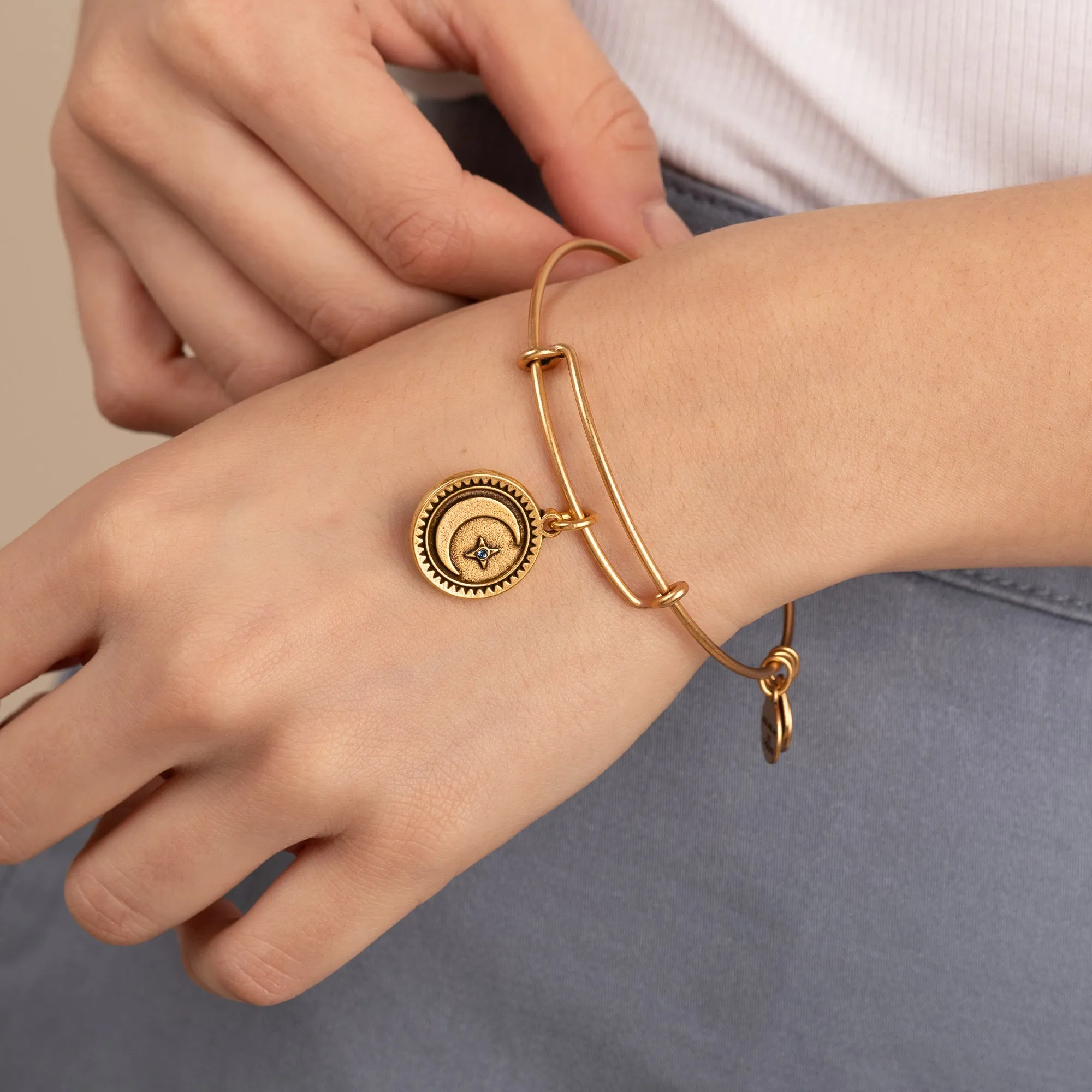 Crescent Moon Charm Bangle