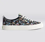 Crooked OCA Low Black Graphic Print Canvas Sneaker Men