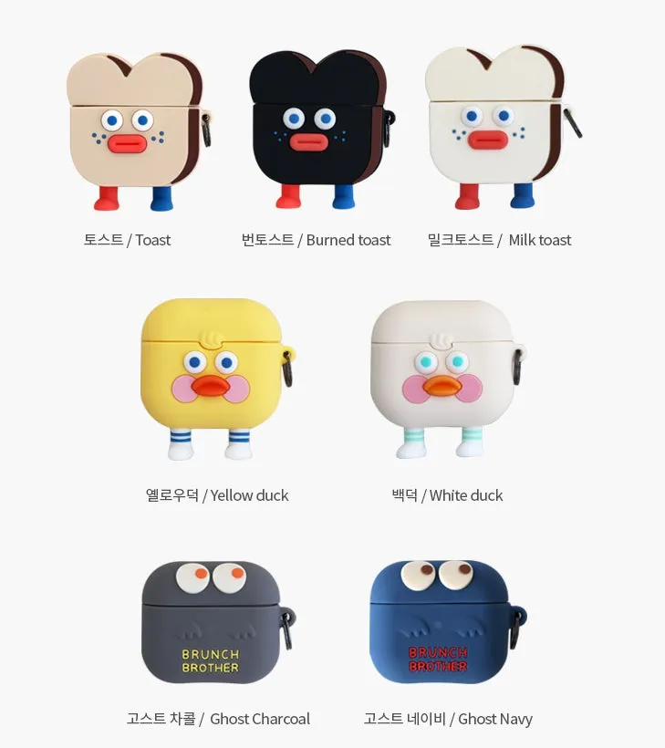 Cute Toast Duck Ghost Characters Airpod3 Cases Headset Headphone Accessories Silicone Accessory Protect Apple Charger