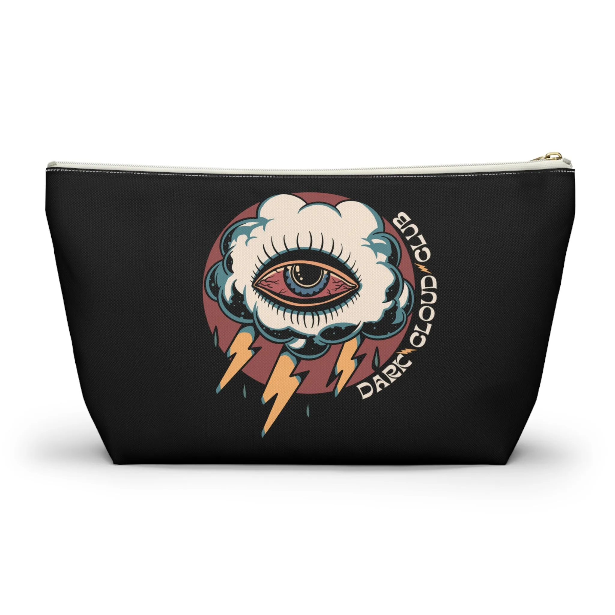 Dark Cloud Club Tattoo Accessory Pouch with T-bottom / Dark Cloud Lightning Eye Makeup Bag Vintage Traditional Tattoo / Punk Rock Bag