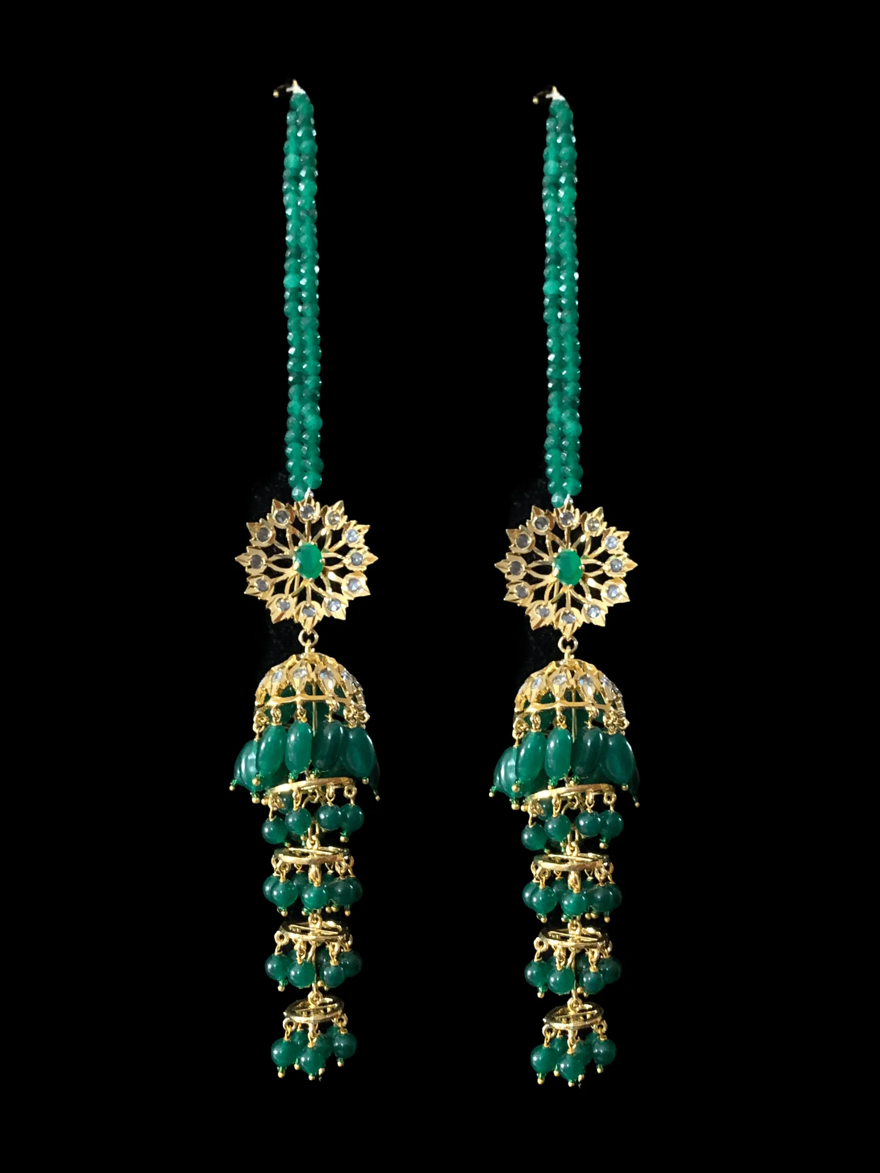 DER161 Yukti multilayer jhumka ( green ) SHIPS IN 3 WEEKS