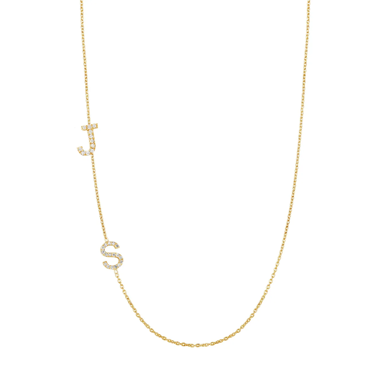 Diamond Asymmetrical Multiple Initials Necklace