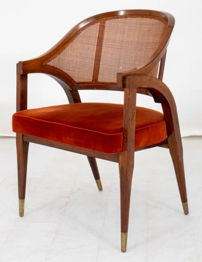 Edward Wormley Mahogany and Cane Paneled Armchair