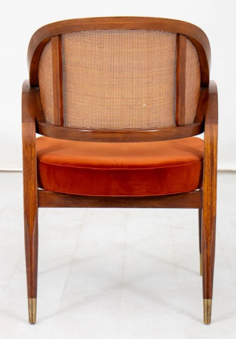 Edward Wormley Mahogany and Cane Paneled Armchair