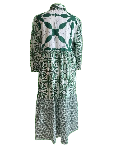 Erfurt - Long Patchwork Dress Green