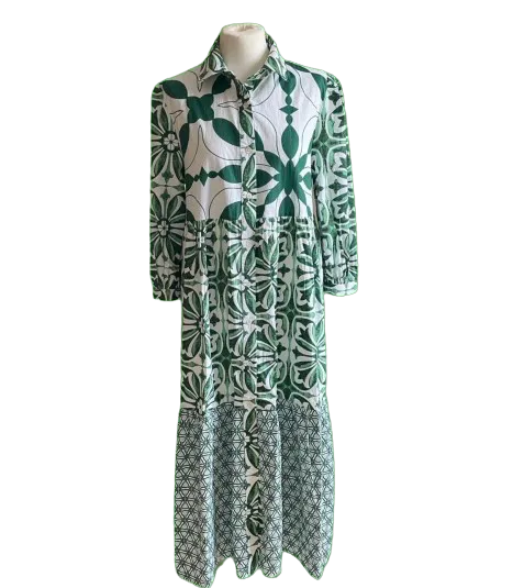 Erfurt - Long Patchwork Dress Green